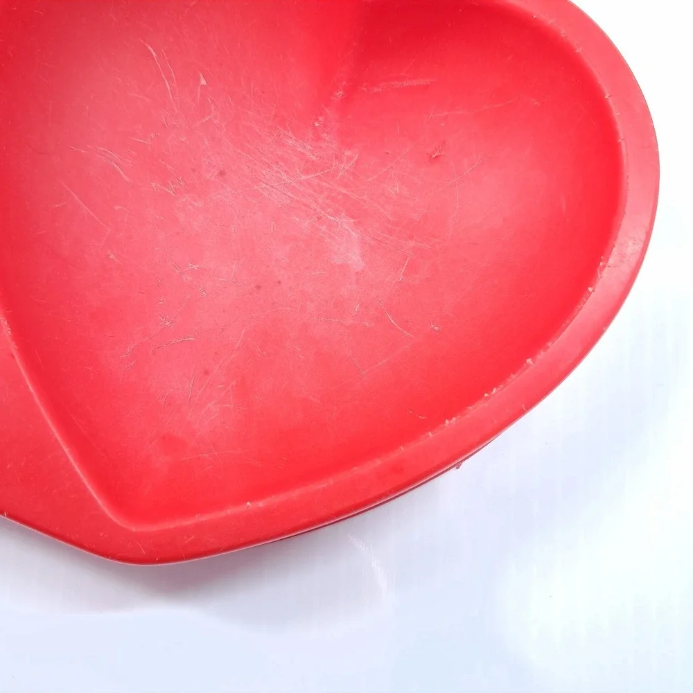 Vintage Tender Vittles Cat Food Double Heart Food Bowl Red Plastic Purina 1970s